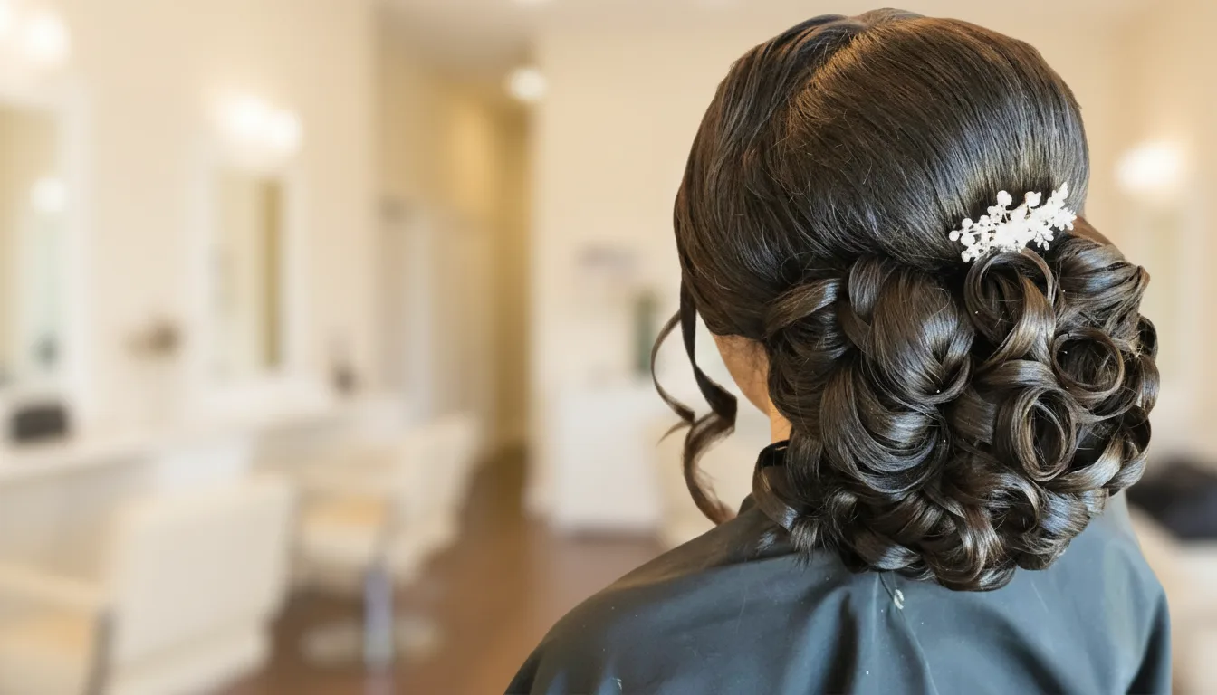 Peinado de novia recogido con tocado de cristal