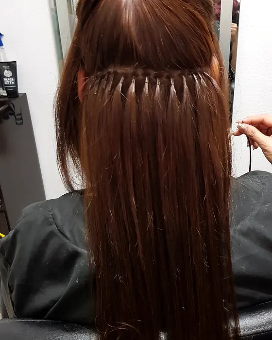 Extensiones de cabello largo color chocolate